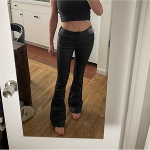 Edikted Black Flared Leather Jeans